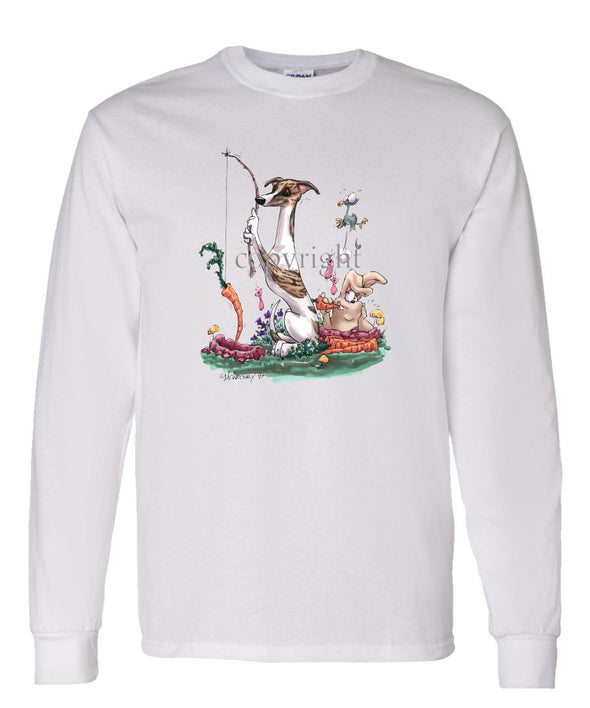 Whippet - Fishing With Carrot - Caricature - Long Sleeve T-Shirt