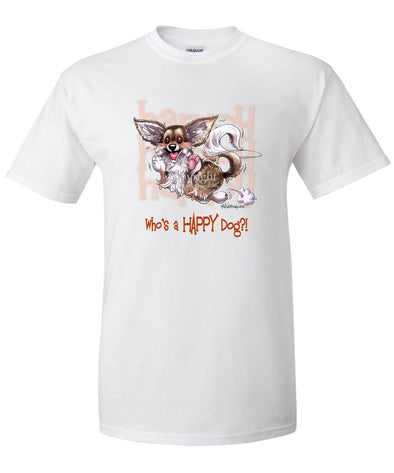 Chihuahua  Longhaired - Who's A Happy Dog - T-Shirt