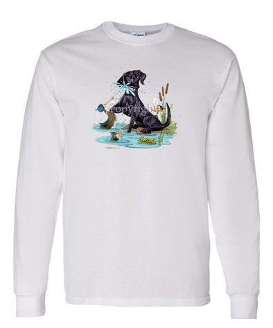 Labrador Retriever  Black - Duck Squirting - Caricature - Long Sleeve T-Shirt