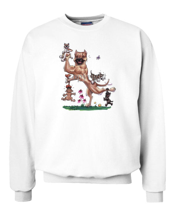 American Staffordshire Terrier - With Puppies - Caricature - Sweatshirt