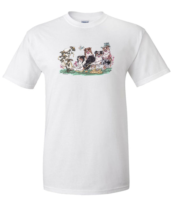 Australian Shepherd - Group Tug A War - Caricature - T-Shirt