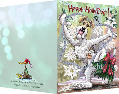 Wire Fox Terrier - Happy Holly Dog Pine Skirt - Christmas Card