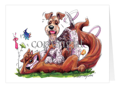 Wire Fox Terrier - Tickling Fox - Caricature - Card